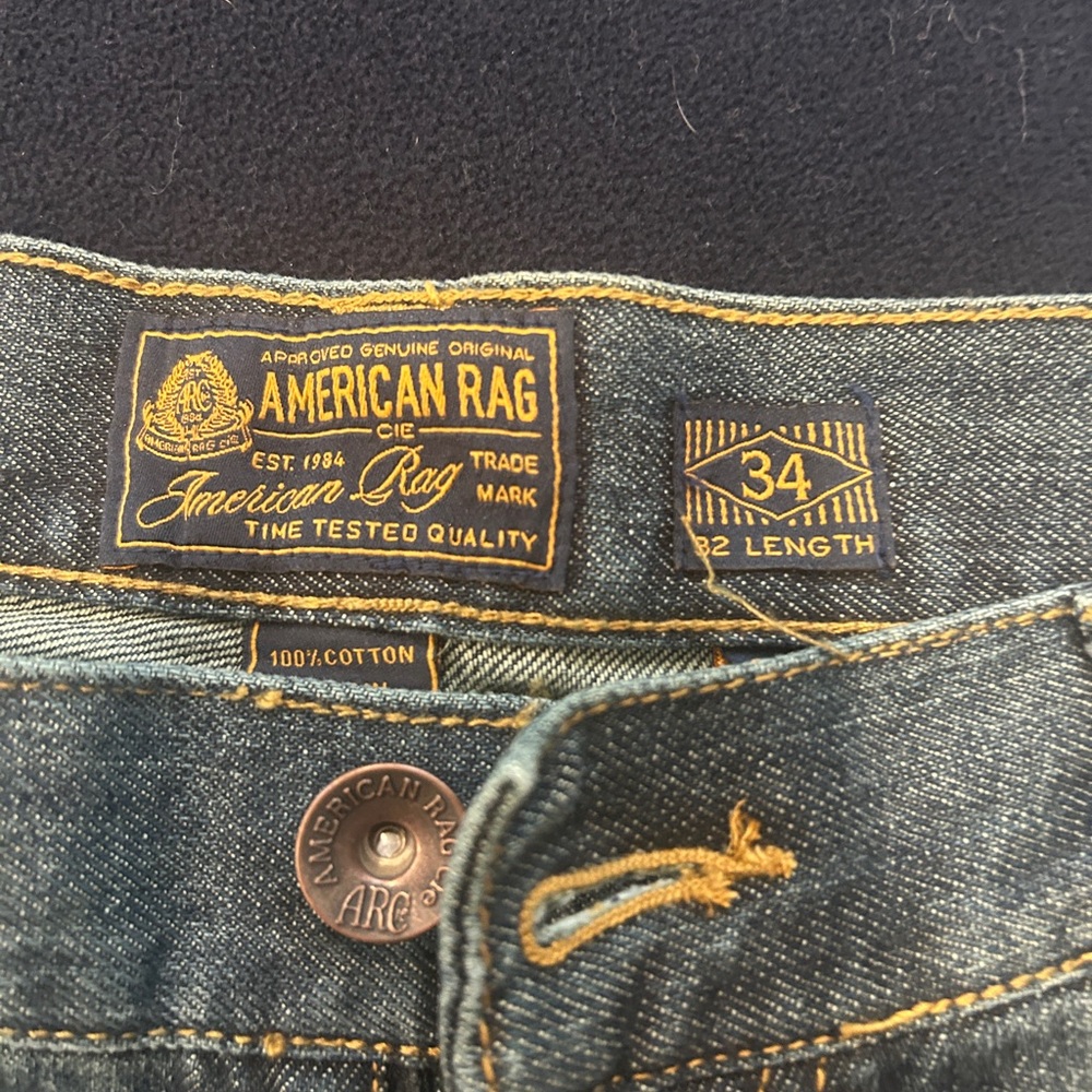 American Rag Men's Denim Jeans with Yellow Stitching